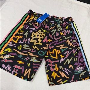 Adidas Black Shorts with Neon Graphic